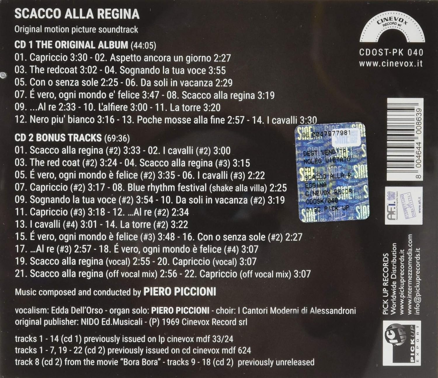 Scacco Alla Regina Original Soundtrack Limited