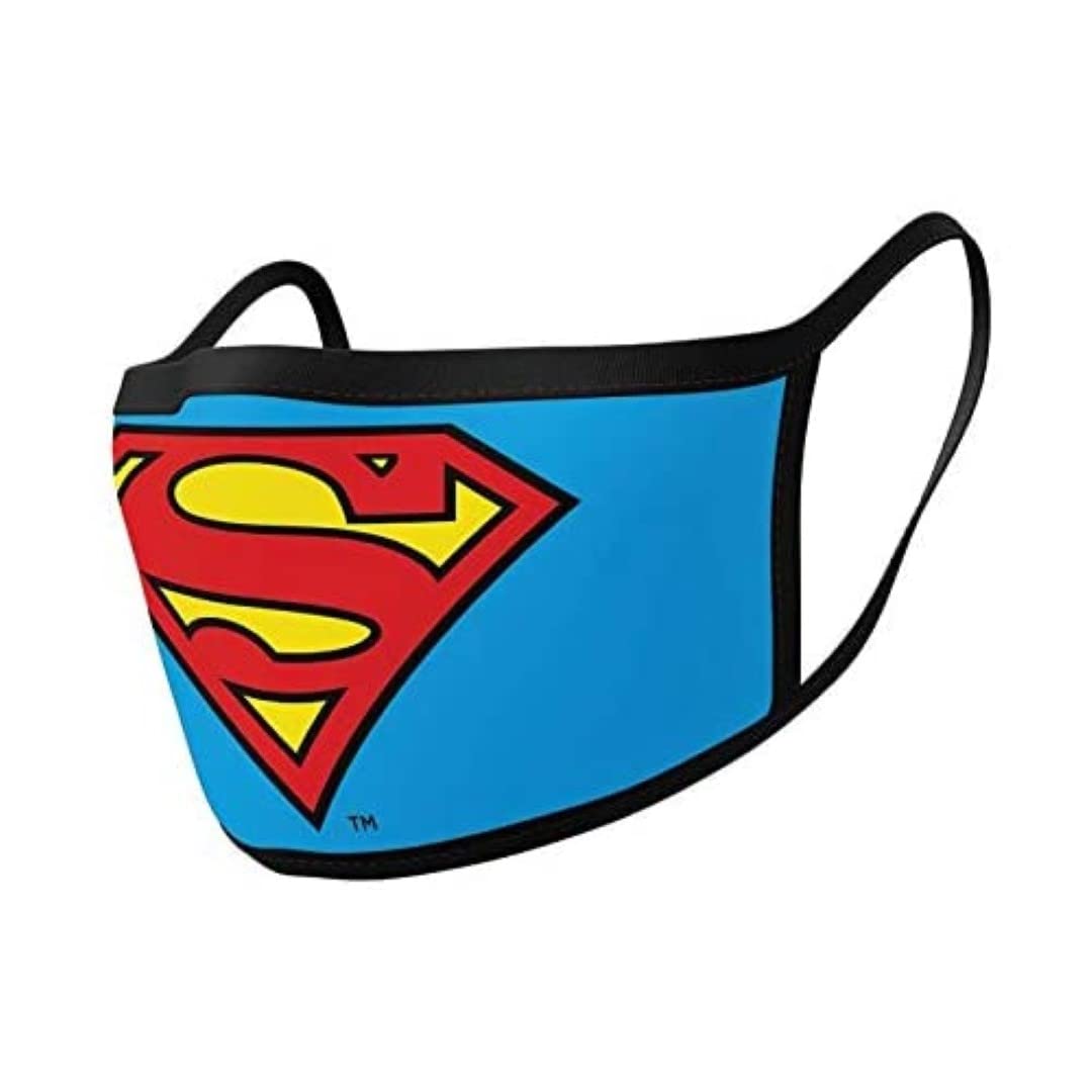 AMBROSIANA Unisex Pyramid Makse DC Comics Superman Logo Mundschutz Maske, Rot Blau, Einheitsgröße (2er Pack)