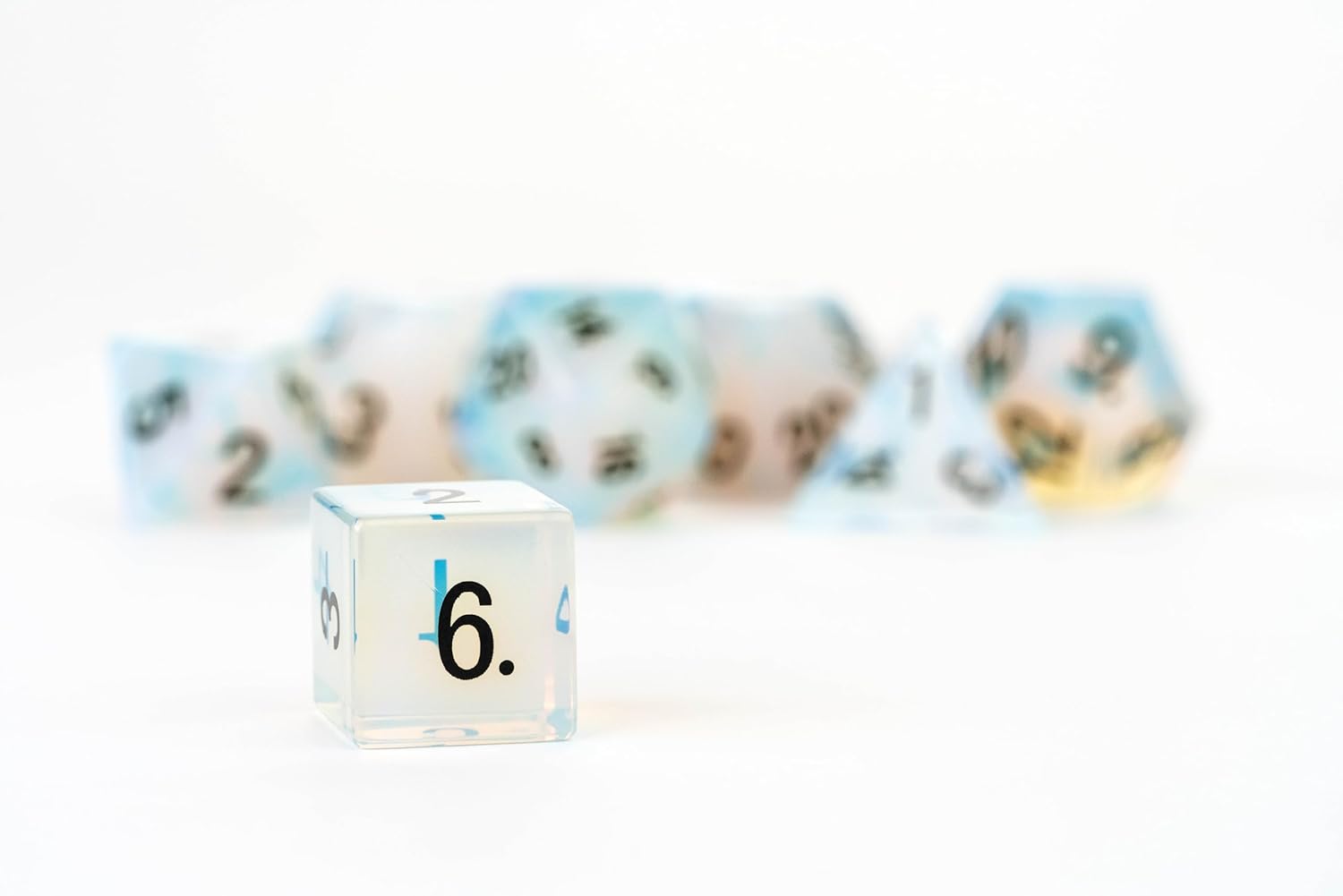 Opalite DND Dice Set, Mystic Mines, Full-Sized 16mm Polyhedral Dice Set, Dungeons and Dragons Role Playing dice by Fanroll