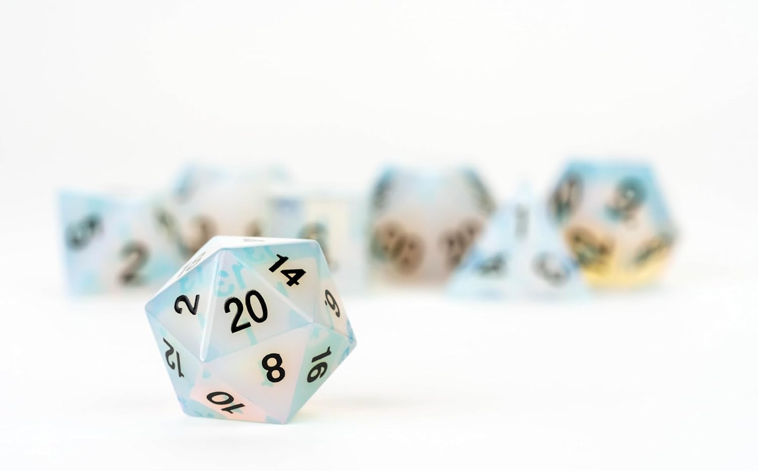 Opalite DND Dice Set, Mystic Mines, Full-Sized 16mm Polyhedral Dice Set, Dungeons and Dragons Role Playing dice by Fanroll