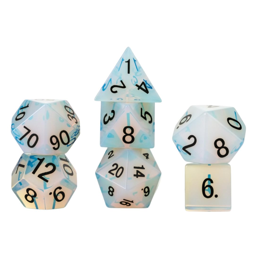 Opalite DND Dice Set, Mystic Mines, Full-Sized 16mm Polyhedral Dice Set, Dungeons and Dragons Role Playing dice by Fanroll