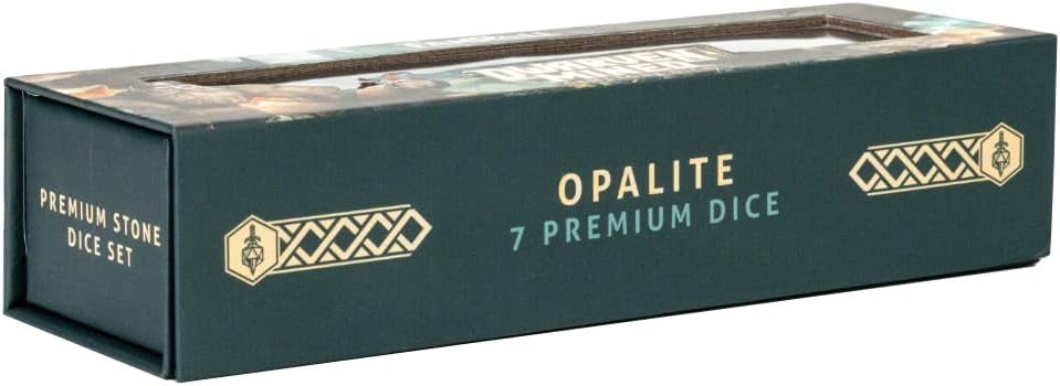 Opalite DND Dice Set, Mystic Mines, Full-Sized 16mm Polyhedral Dice Set, Dungeons and Dragons Role Playing dice by Fanroll
