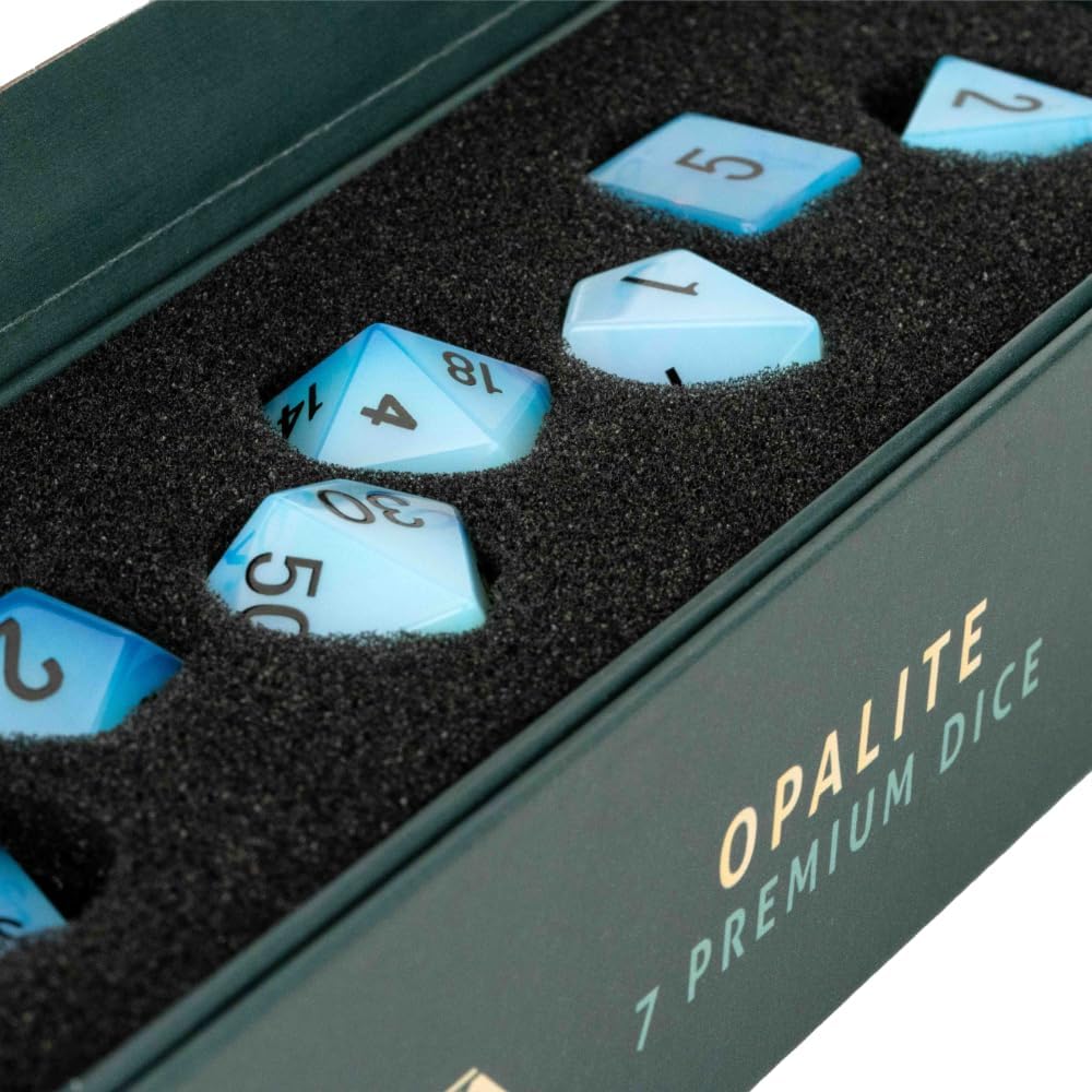 Opalite DND Dice Set, Mystic Mines, Full-Sized 16mm Polyhedral Dice Set, Dungeons and Dragons Role Playing dice by Fanroll