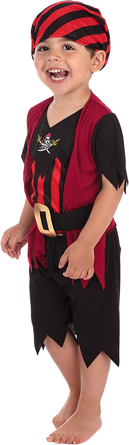 Bristol Novelty CC019 Pirate Boy Mate Toddler Costume, Red, X-Small, Age 2-3 Years