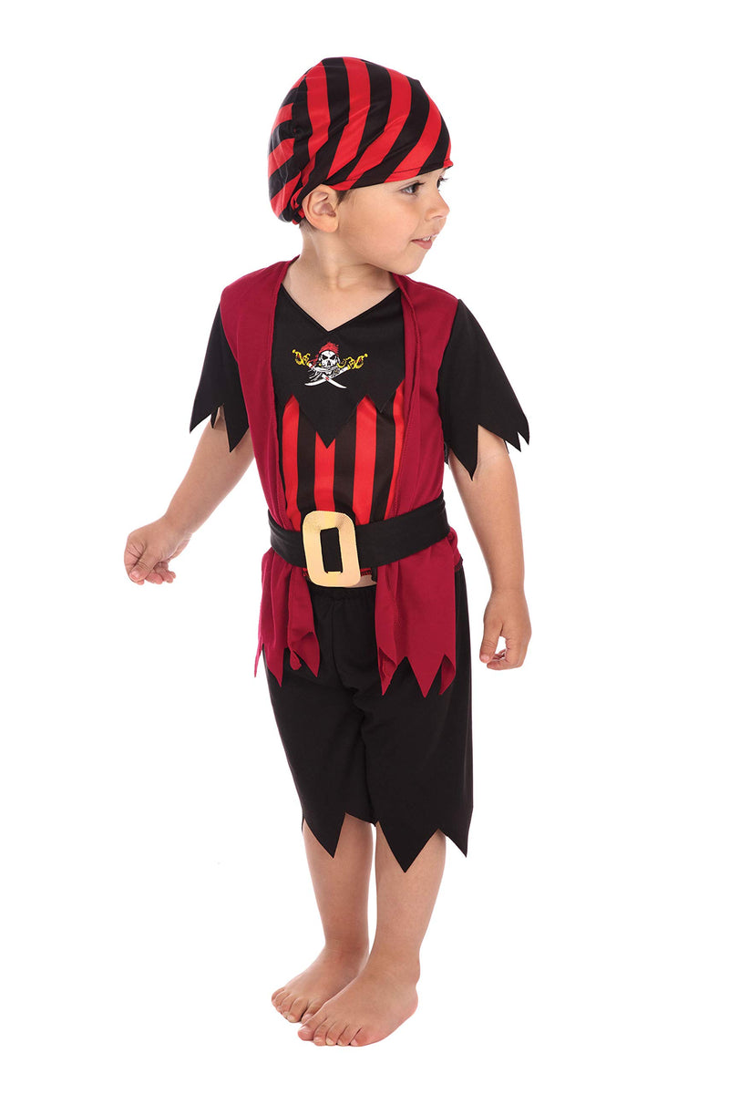 Bristol Novelty CC019 Pirate Boy Mate Toddler Costume, Red, X-Small, Age 2-3 Years