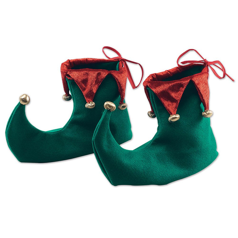 Bristol Novelty BA853 Christmas Elf Shoes Costume | 1 Pair One Size-Adult, Unisex, Green, Red, & Gold