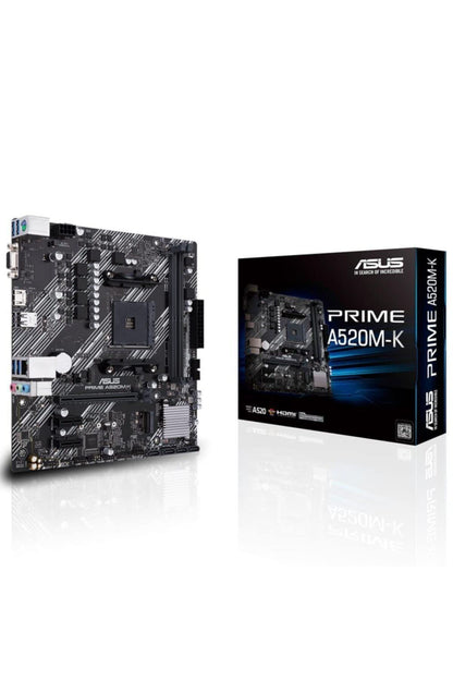 ASUS PRIME A520M-K, AMD AM4, MATX, 64GB DDR4, 2 X DIMM, D-SUB, HDMI, PCIE Prime A520M