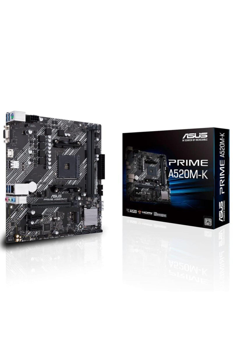 ASUS PRIME A520M-K, AMD AM4, MATX, 64GB DDR4, 2 X DIMM, D-SUB, HDMI, PCIE Prime A520M