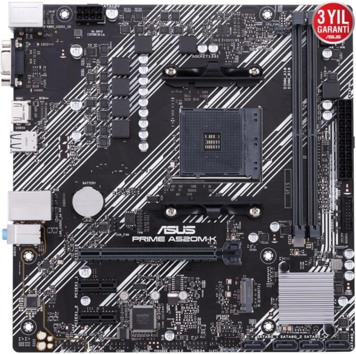 ASUS PRIME A520M-K, AMD AM4, MATX, 64GB DDR4, 2 X DIMM, D-SUB, HDMI, PCIE Prime A520M