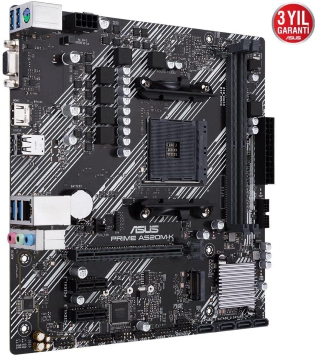 ASUS PRIME A520M-K, AMD AM4, MATX, 64GB DDR4, 2 X DIMM, D-SUB, HDMI, PCIE Prime A520M
