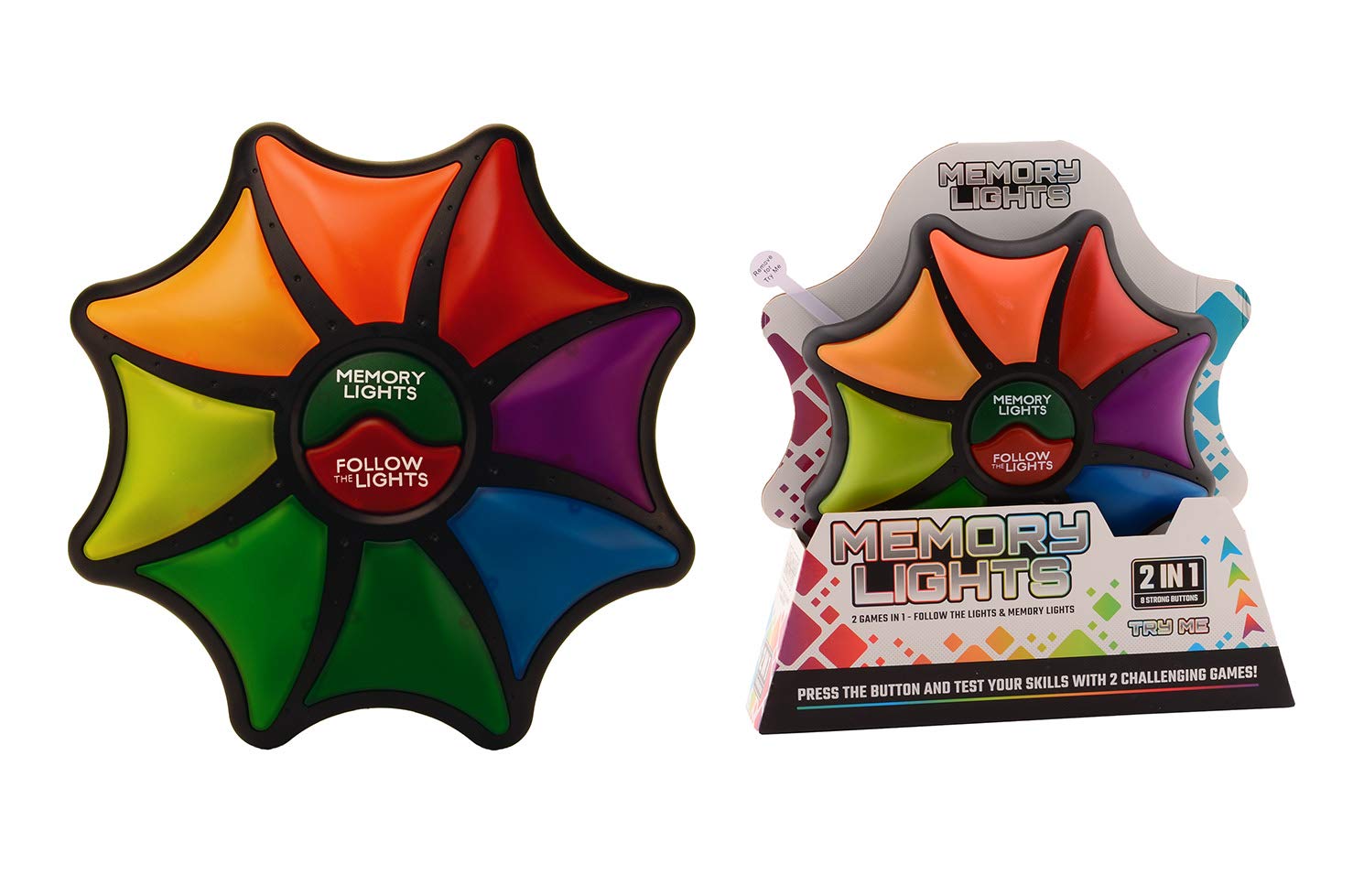 JohnToy 24374 Memory&Follow - Juego de Memoria y Seguimiento (Grande, con luz y Sonido, 2 en 1
