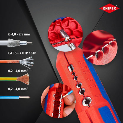 Knipex ErgoStrip Universal Stripping Tool, for right-handers 135 mm 16 95 01 SB