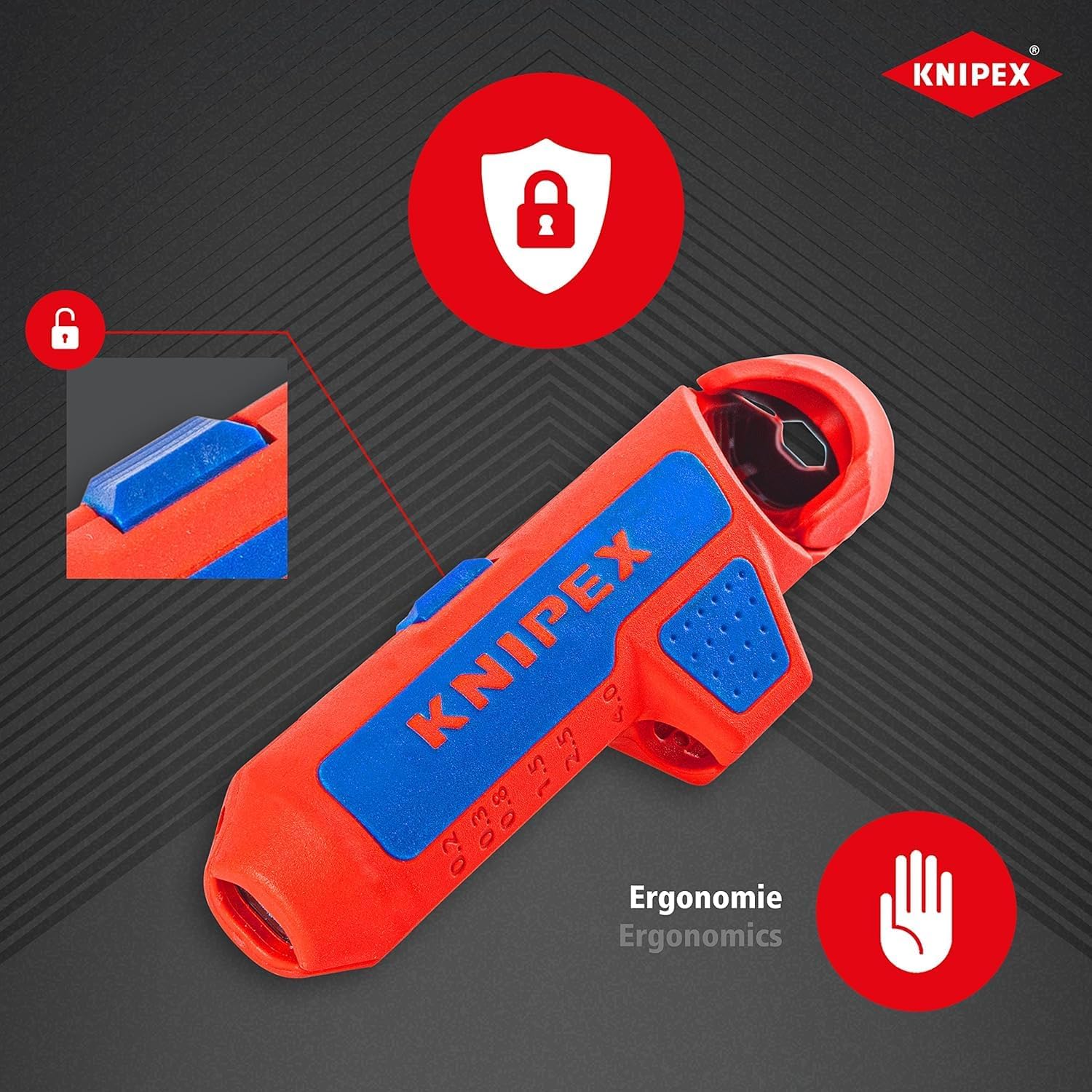 Knipex ErgoStrip Universal Stripping Tool, for right-handers 135 mm 16 95 01 SB