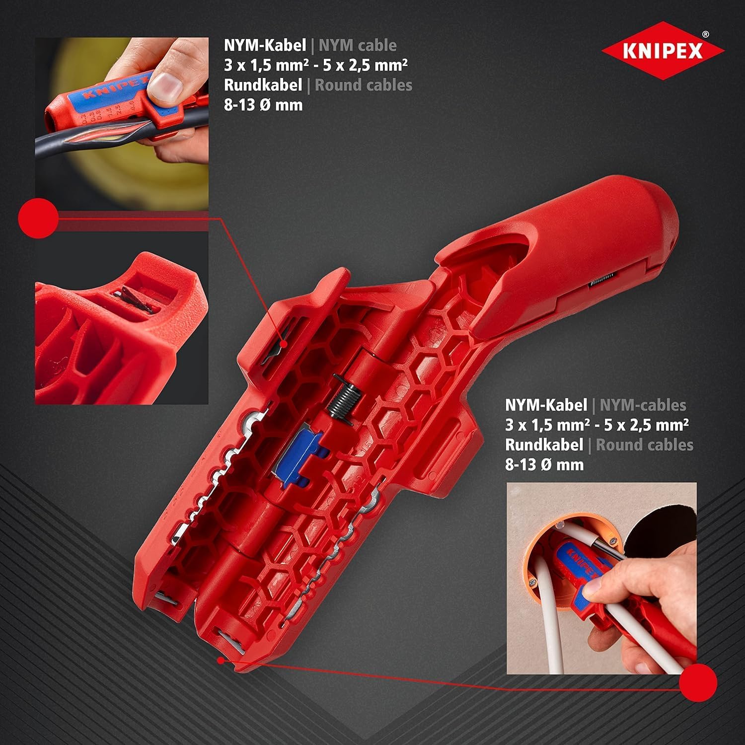 Knipex ErgoStrip Universal Stripping Tool, for right-handers 135 mm 16 95 01 SB