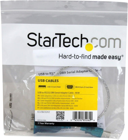 StarTech.com 1 Port USB to Serial RS232 Adapter - Prolific PL-2303 - USB to DB9 Serial Adapter Cable - RS232 Serial Converter (ICUSB232V2