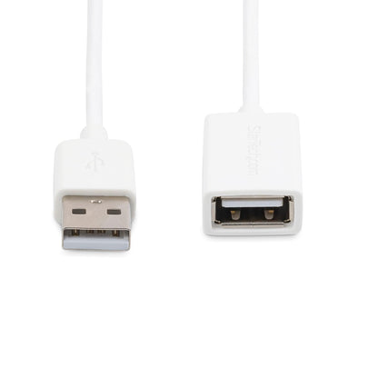 StarTech.com USBEXTPAA1MW 1 m White USB 2.0 Extension Cable Cord, A to A, USB Male to Female Cable, 1x USB A (M), 1x USB A (F