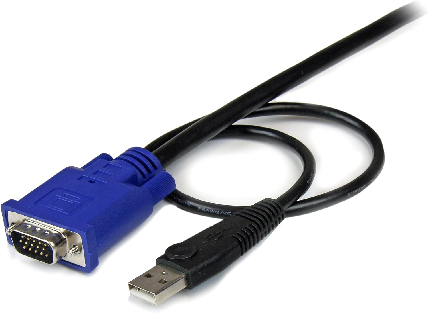 StarTech.com 6 ft Ultra-Thin USB 2-in-1 KVM Cable - Keyboard / video / mouse / USB cable - USB, HD-15 (VGA) (M) to HD-15 (VGA) (M) - 6 ft - black (SVECONUS6) 6 ft/2 m - VGA Integrated USB