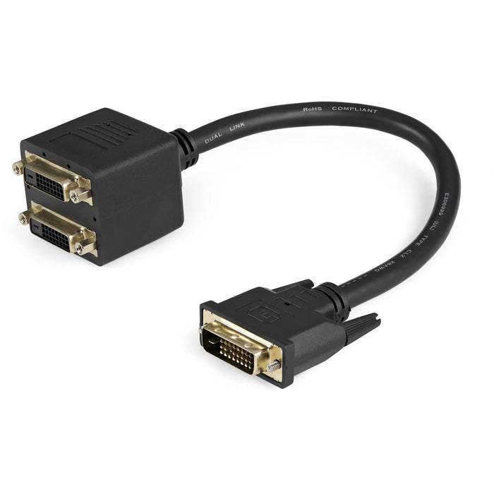 StarTech.com 1ft DVI Splitter Cable - M / F - DVI-D to 2x DVI-D Dual Video Splitter for Your Split Screen Computer Monitor (DVISPL1DD