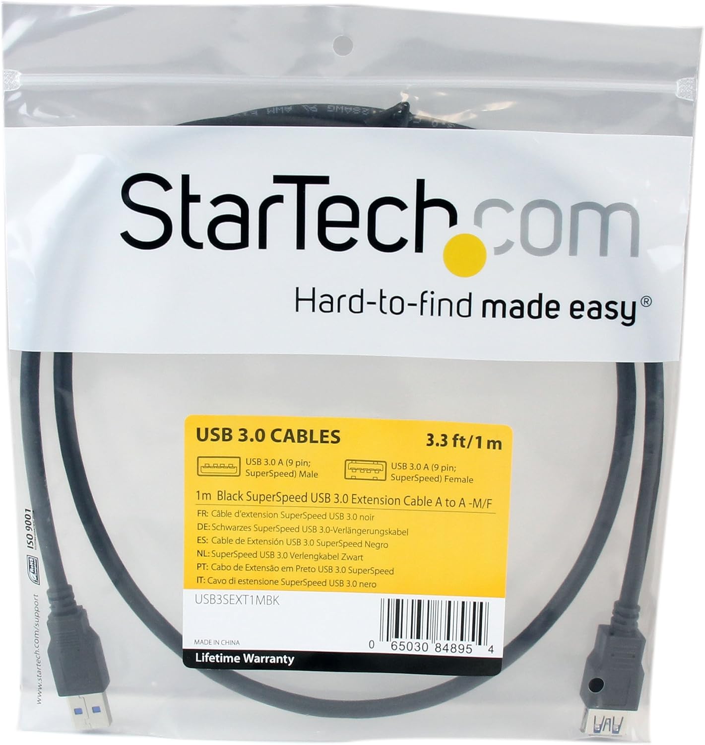 StarTech.com 1m Black SuperSpeed USB 3.0 Extension Cable A to A - Male to Female USB 3 Extension Cable Cord 1 m (USB3SEXT1MBK