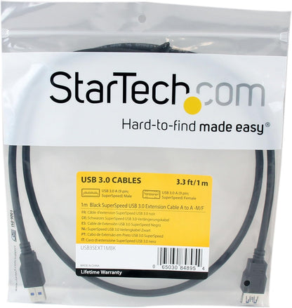StarTech.com 1m Black SuperSpeed USB 3.0 Extension Cable A to A - Male to Female USB 3 Extension Cable Cord 1 m (USB3SEXT1MBK