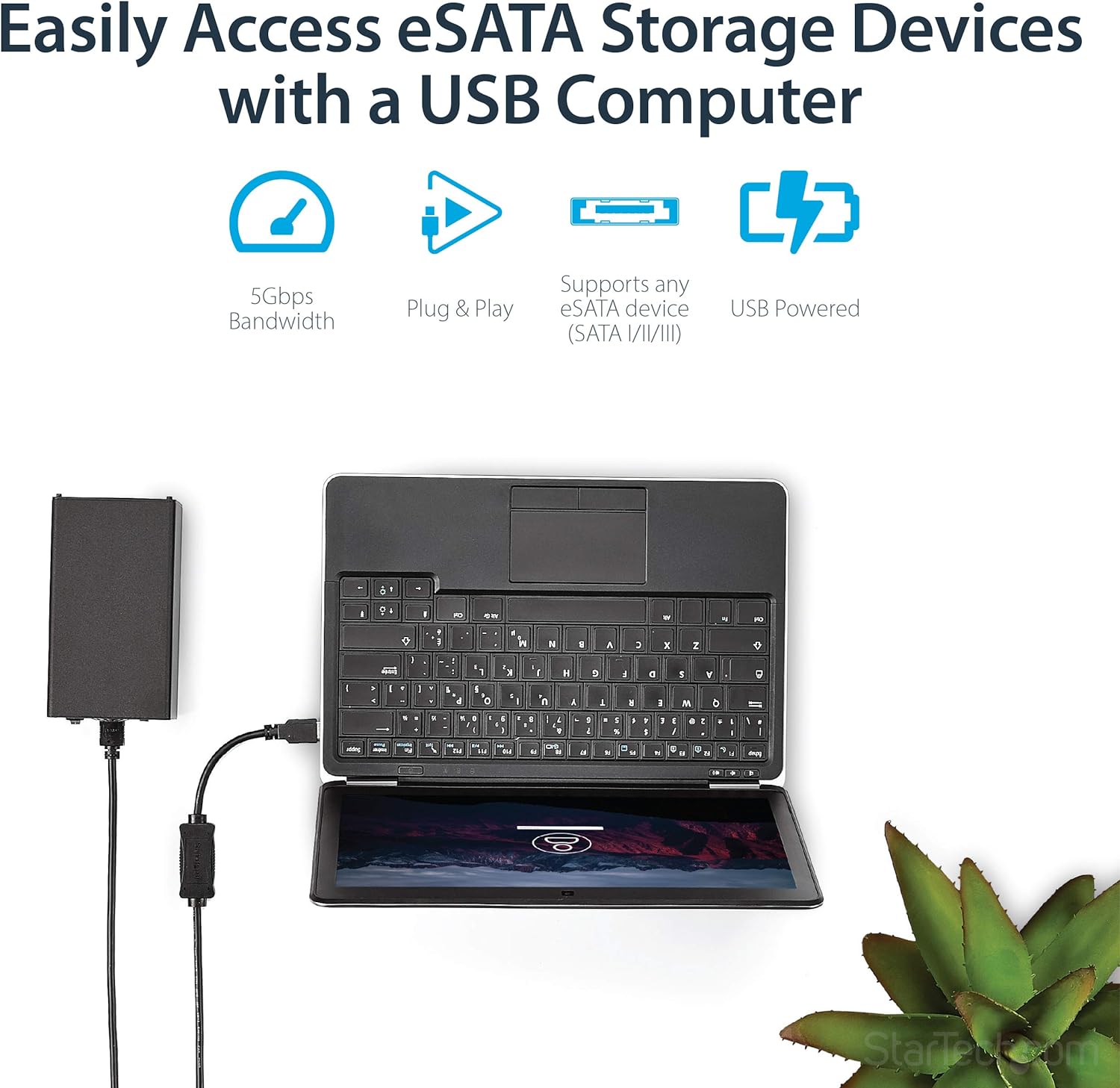 StarTech.com 3 ft USB 3.0 to eSATA Adapter - 6 Gbps USB to HDD/SSD/ODD Converter - Hard Drive to USB Cable (USB3S2ESATA3