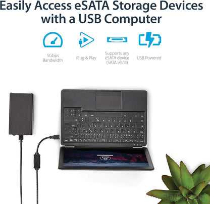StarTech.com 3 ft USB 3.0 to eSATA Adapter - 6 Gbps USB to HDD/SSD/ODD Converter - Hard Drive to USB Cable (USB3S2ESATA3