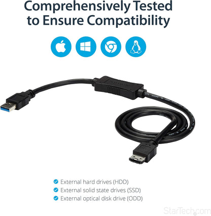 StarTech.com 3 ft USB 3.0 to eSATA Adapter - 6 Gbps USB to HDD/SSD/ODD Converter - Hard Drive to USB Cable (USB3S2ESATA3