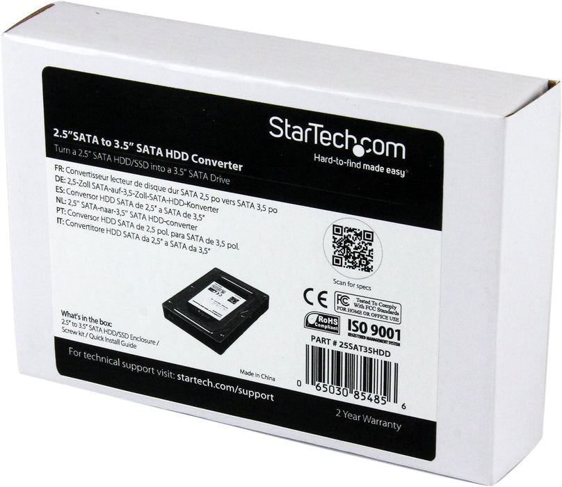 StarTech.com 2.5" to 3.5" SATA HDD/SSD Adapter Enclosure - External Hard Drive Converter with HDD/SSD Height up to 12.5mm (25SAT35HDD