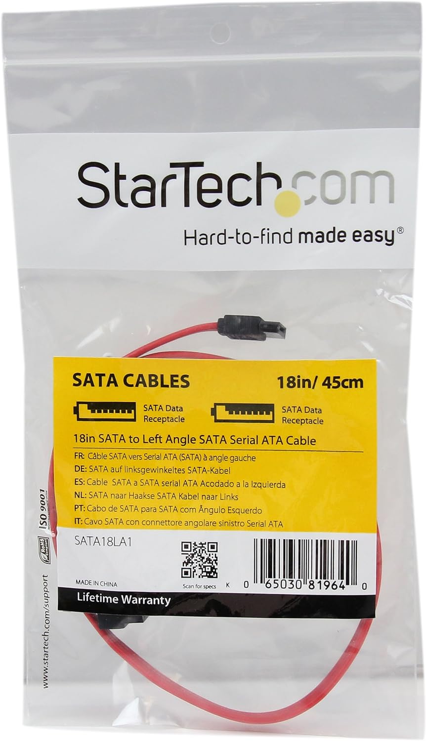 StarTech.com Cavo Seriale ATA 45,7 cm, SATA ad angolare sinistro SATA, F/F (SATA18LA1)