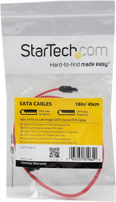 StarTech.com Cavo Seriale ATA 45,7 cm, SATA ad angolare sinistro SATA, F/F (SATA18LA1)