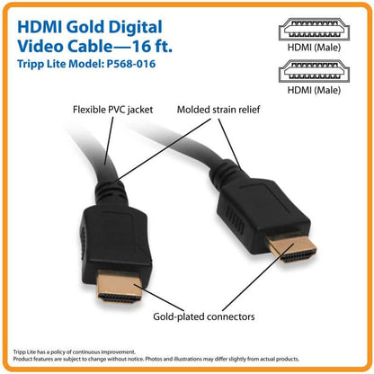 Tripp Lite High Speed HDMI Cable Digital A/V 4K x 2K UHD Black M/M, 4.88 m (P568-016