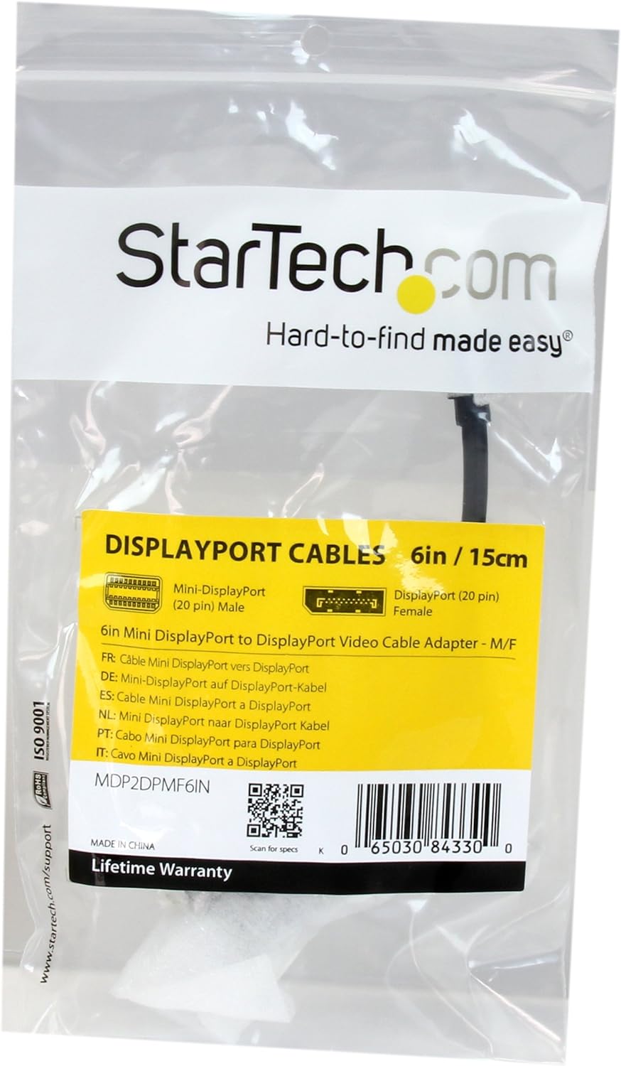 StarTech.com 6ft Mini DisplayPort to DisplayPort 1.2 Adapter - mDP to DP Converter Cable for Monitor / Display - Thunderbolt Compatible (MDP2DPMF6IN
