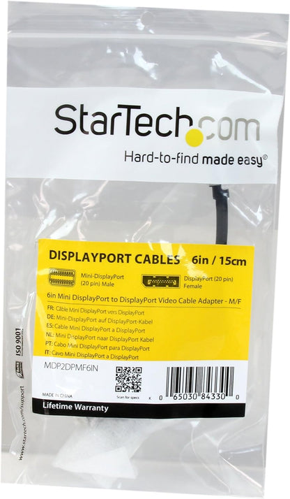 StarTech.com 6ft Mini DisplayPort to DisplayPort 1.2 Adapter - mDP to DP Converter Cable for Monitor / Display - Thunderbolt Compatible (MDP2DPMF6IN