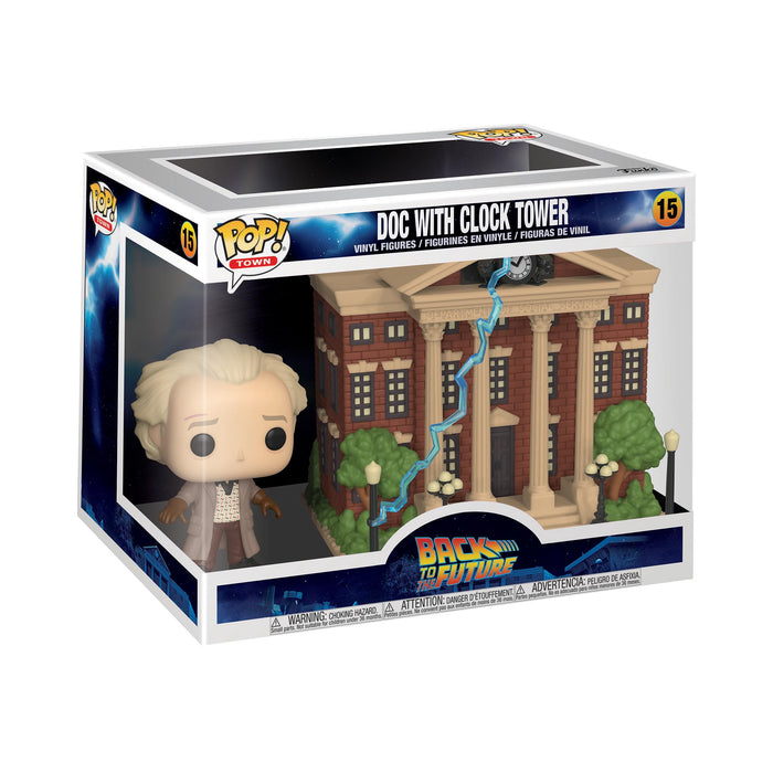 Funko POP! Town: BTTF - Dr. Emmett Brown - Doc With Clock Tower - Back to the Future - Collectable Vinyl Figure - Gift Idea - Official Merchandise - Toys for Kids & Adults - Movies Fans