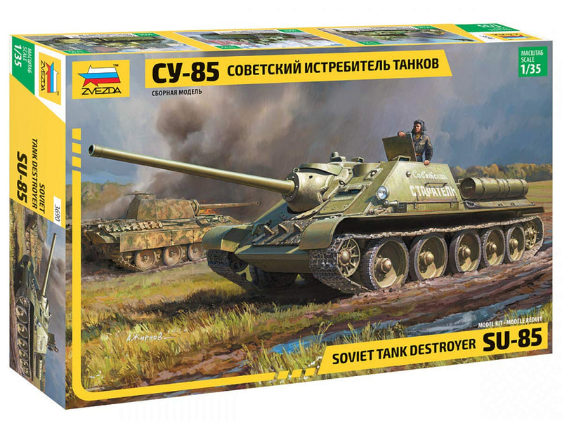 Zvezda ZS3690 Modellino Veicolo da Guerra In Plastica da Montare, Su-85 Self Propelled Gun, Scala 1:35, (500783690