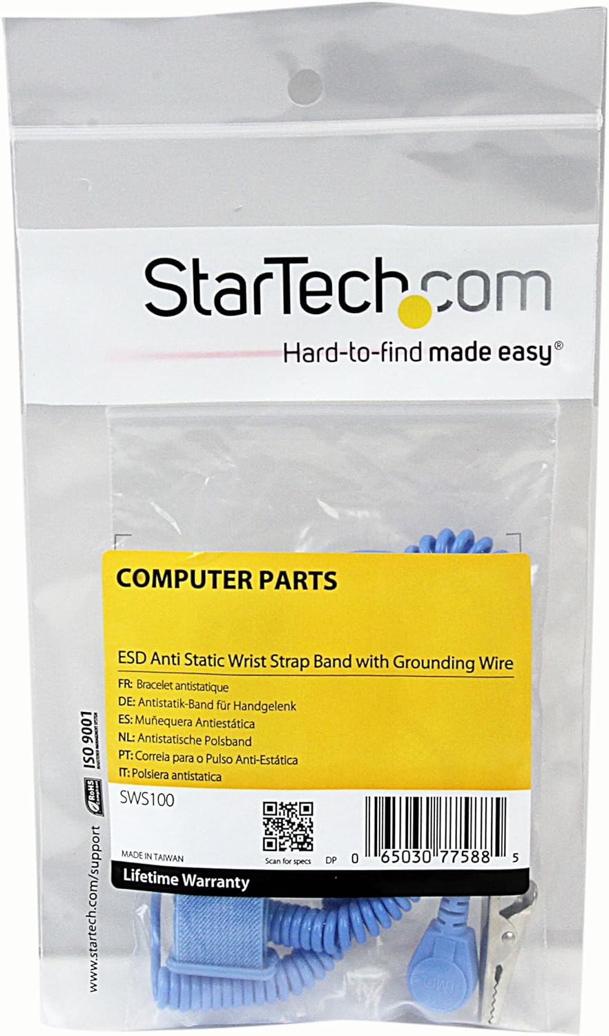 StarTech.com ESD Anti Static Wrist Strap Band with Grounding Wire - AntiStatic Wrist Strap - Anti-static wrist band (SWS100