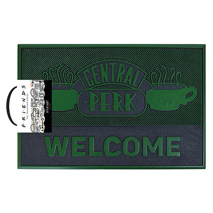 FRIENDS Door Mat (Central Perk Design) Rubber Mat - Official Merchandise, Black / Green, 40cm x 60cm