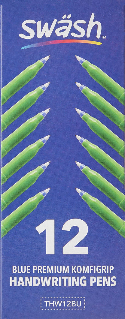 Sw?sh Komfigrip Thw12Bu Pens For Handwriting, Washable Ink And Pressure-Resistant Tips � Blue (Pack Of 12)