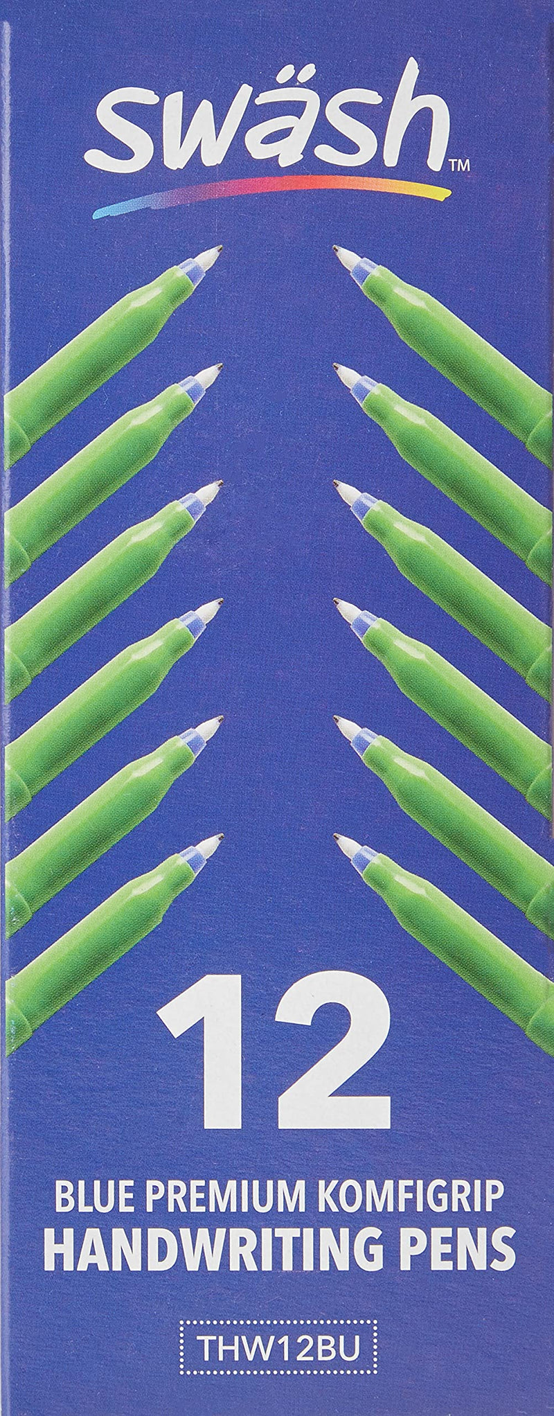 Sw?sh Komfigrip Thw12Bu Pens For Handwriting, Washable Ink And Pressure-Resistant Tips � Blue (Pack Of 12)