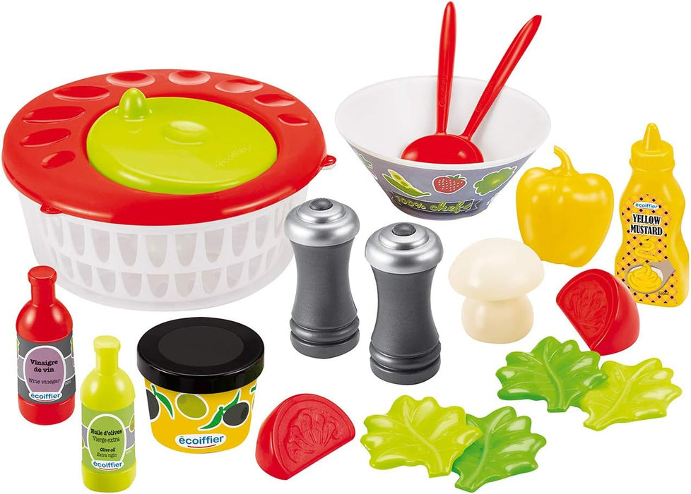 Ecoiffier 2579 Salad Set-Spinning Machine + Vegetables-Accessories Included-from 18 Months-Made in France