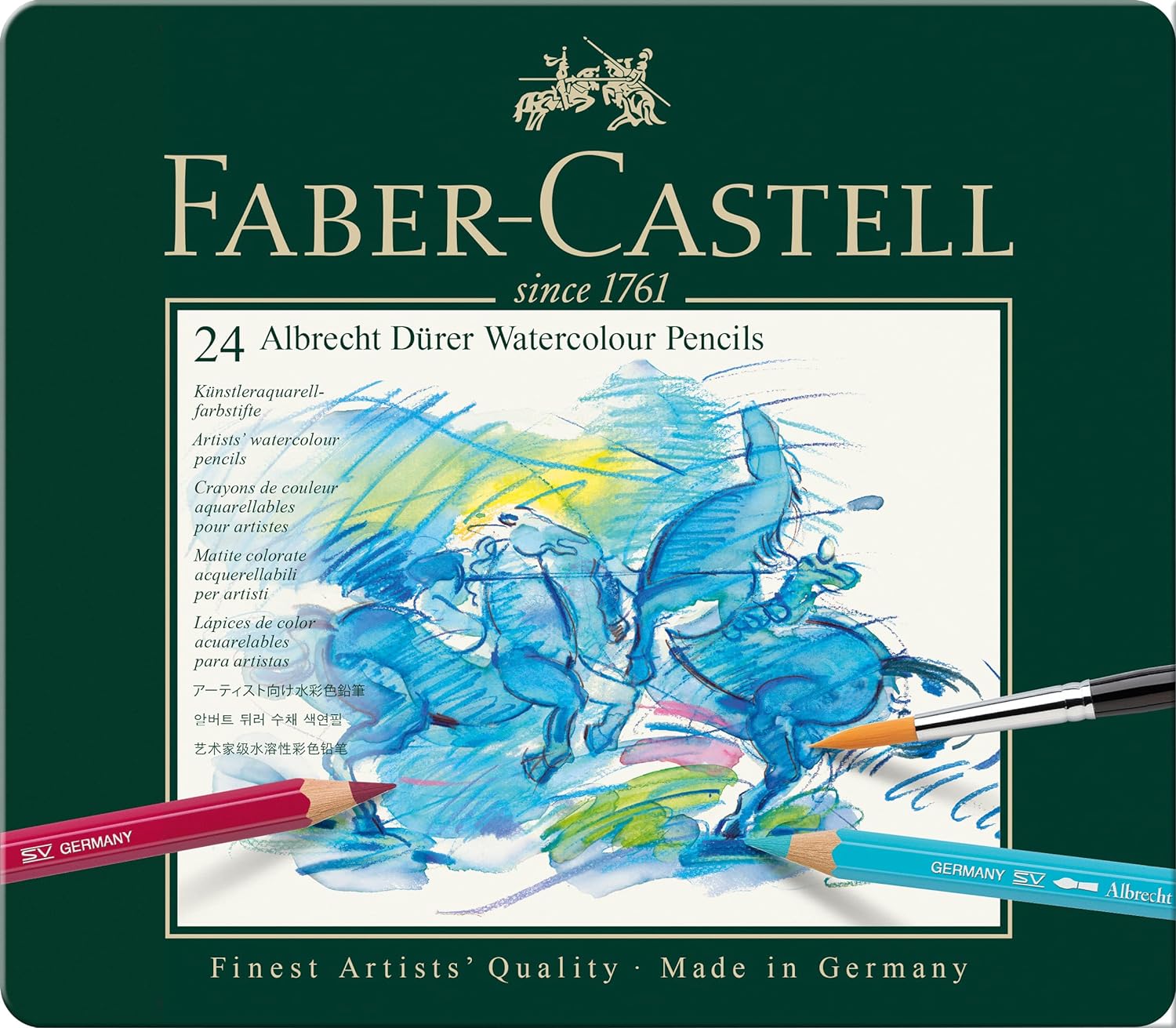 Faber-Castell Art & Graphic Albrecht Dürer Watercolour Pencil, Multicoloured, Tin Of 24, For Art, Craft, Drawing, Sketching, Home, School, University, Colouring