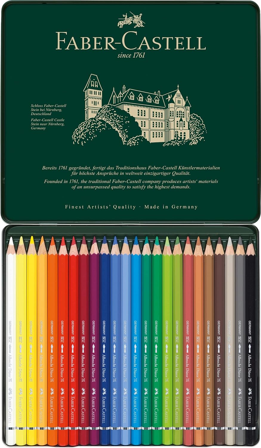 Faber-Castell Art & Graphic Albrecht Dürer Watercolour Pencil, Multicoloured, Tin Of 24, For Art, Craft, Drawing, Sketching, Home, School, University, Colouring