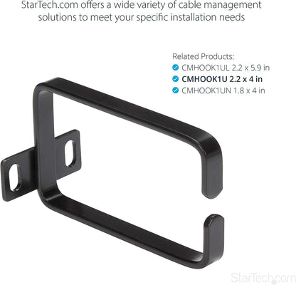 Startech CMHOOK1U 1U Vertical Server Rack Cable Management D-Ring Hook with Rack Cable Organizer/Rackmount Cable Ring,Black,5.7x10cm