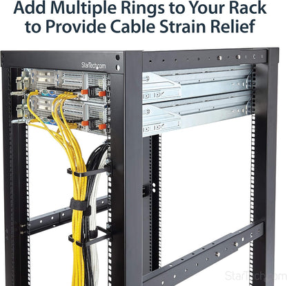 Startech CMHOOK1U 1U Vertical Server Rack Cable Management D-Ring Hook with Rack Cable Organizer/Rackmount Cable Ring,Black,5.7x10cm