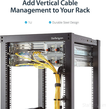 Startech CMHOOK1U 1U Vertical Server Rack Cable Management D-Ring Hook with Rack Cable Organizer/Rackmount Cable Ring,Black,5.7x10cm