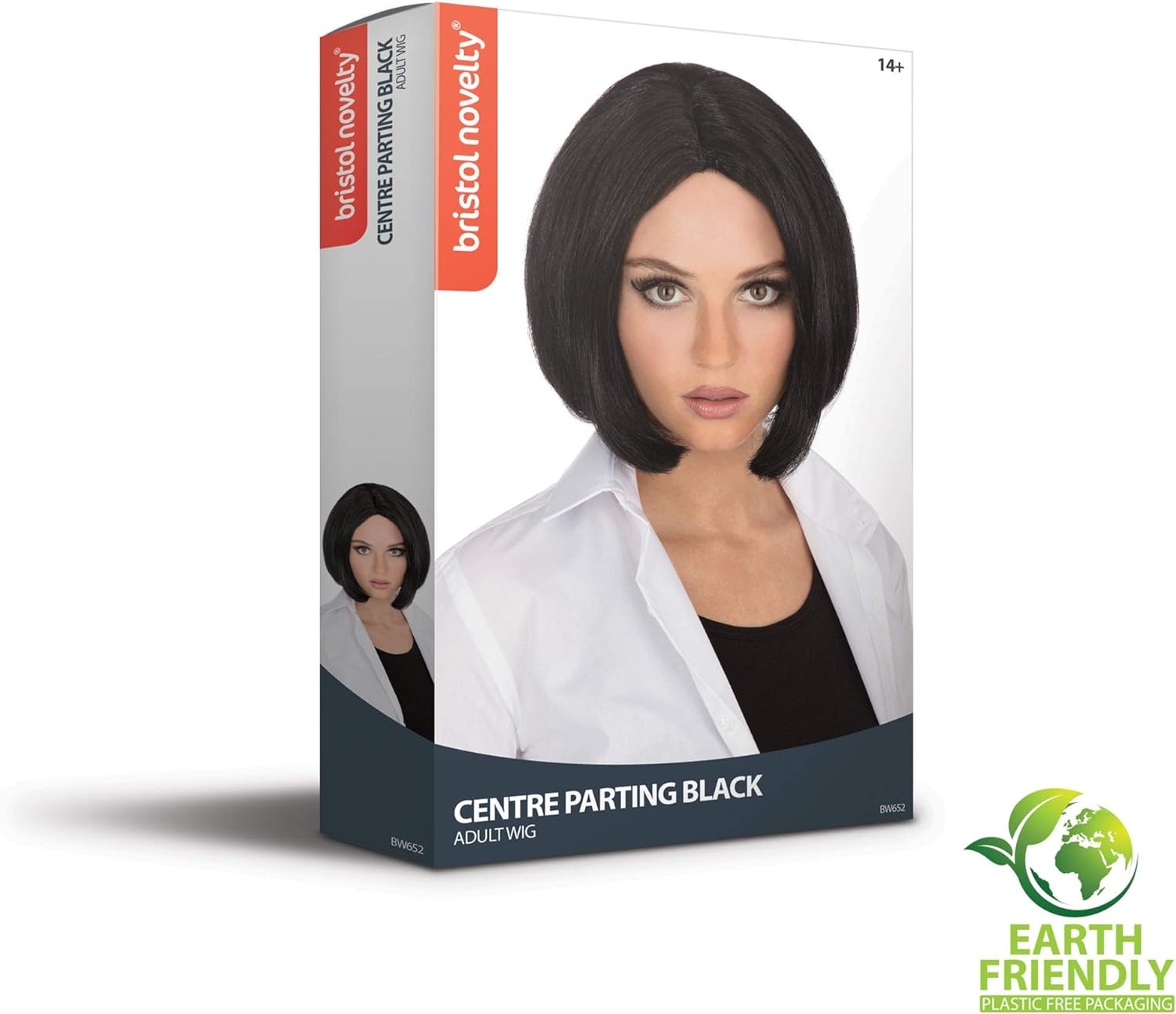 Bristol Novelty BW652 Centre Parting Black Wig | for Women, One Size