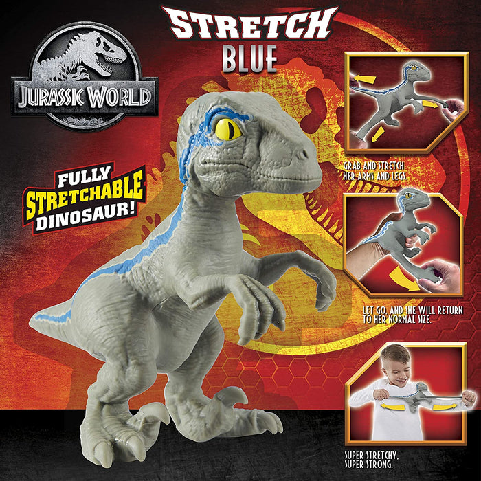 Stretch Jurassic World. Jurassic Raptor Blue. Fully Stretchable Dinosaur. Amazing Stretchy Fun. Perfect Christmas / Birthday Present for 40 To 8 Year Olds. Stretchy Tactile Toys.