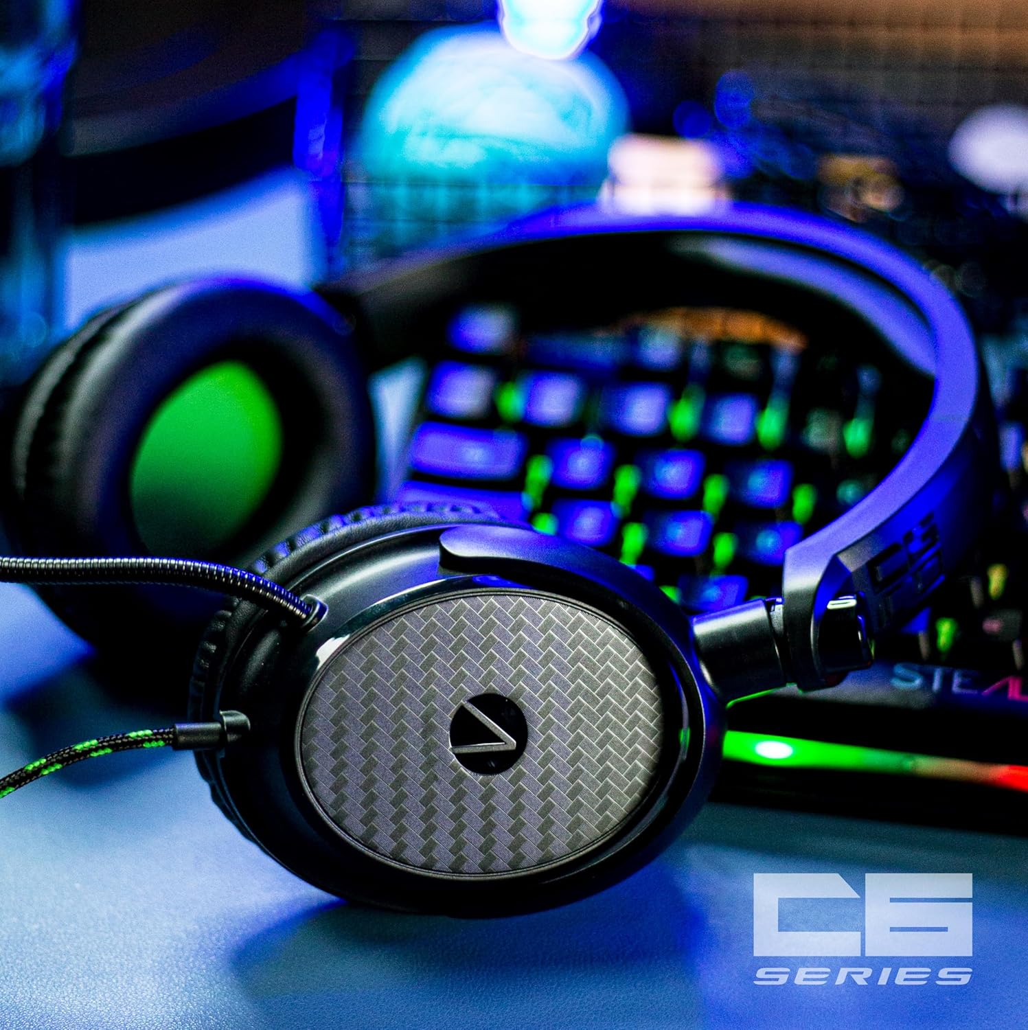 STEALTH C6-100 Black & Green Over Ear Gaming Headset PS4/PS5, XBOX, Nintendo Switch, PC with Flexible Mic, 3.5mm Jack, 1.5m Cable, Lightweight, Comfortable and Durable