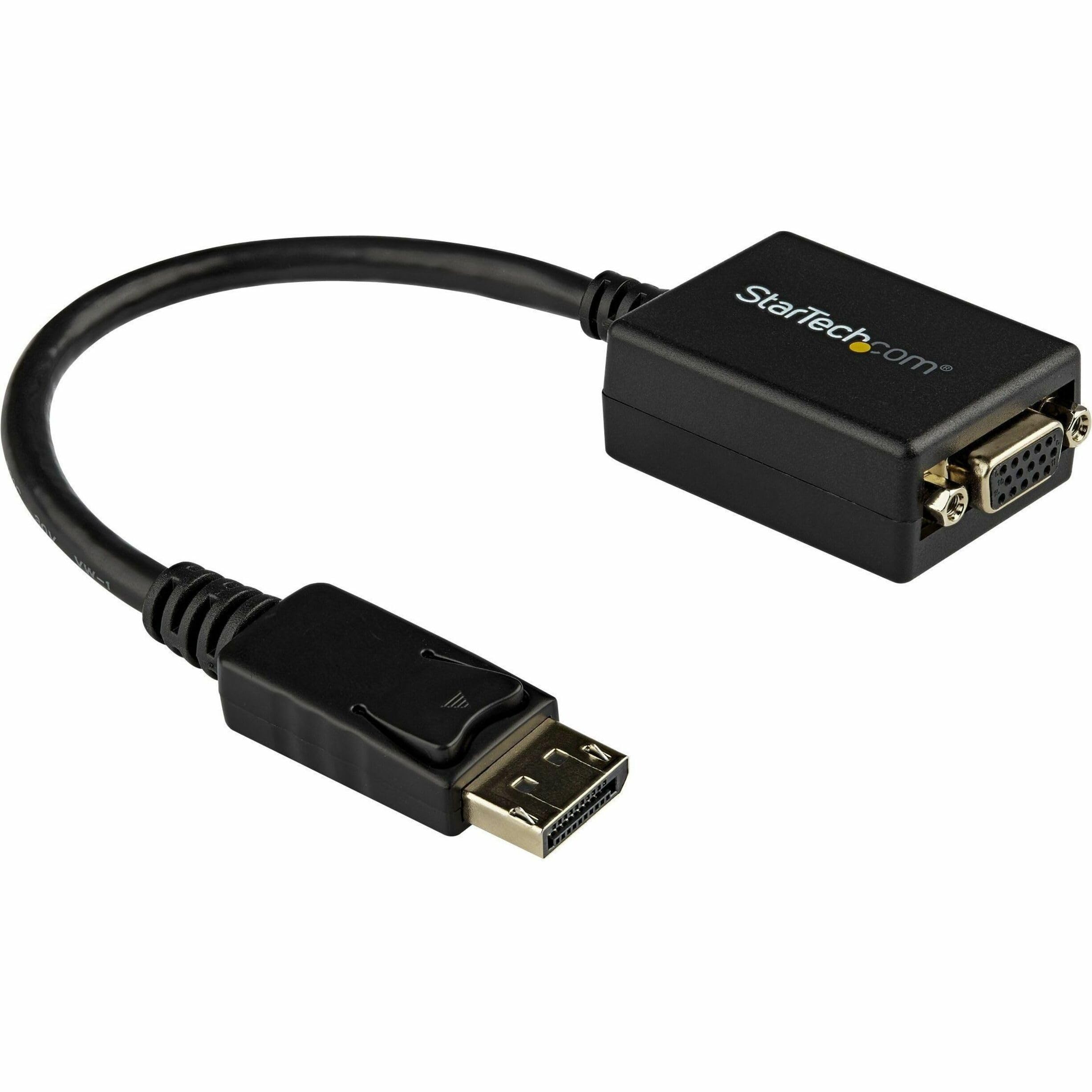 StarTech.com DisplayPort to VGA Adapter - Active DP to VGA Converter - 1080p Video - DisplayPort Certified - DP/DP++ Source to VGA Monitor Cable Adapter Dongle - Latching DP Connector (DP2VGA2