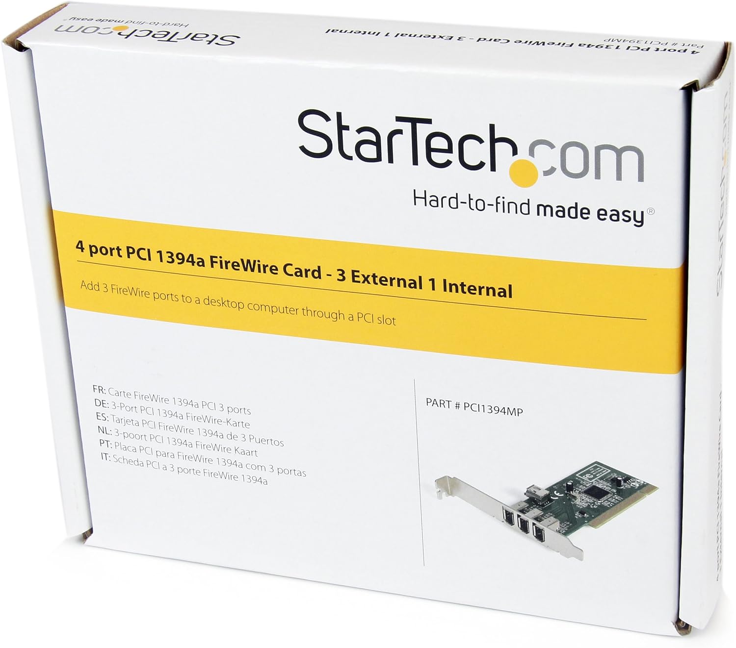 StarTech.com 4 port PCI 1394a FireWire Adapter Card - 3 External 1 Internal FireWire PCI Card (PCI1394MP
